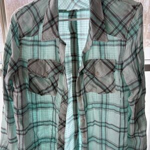 Vintage Havana Mint and Gray Checkered Shirt